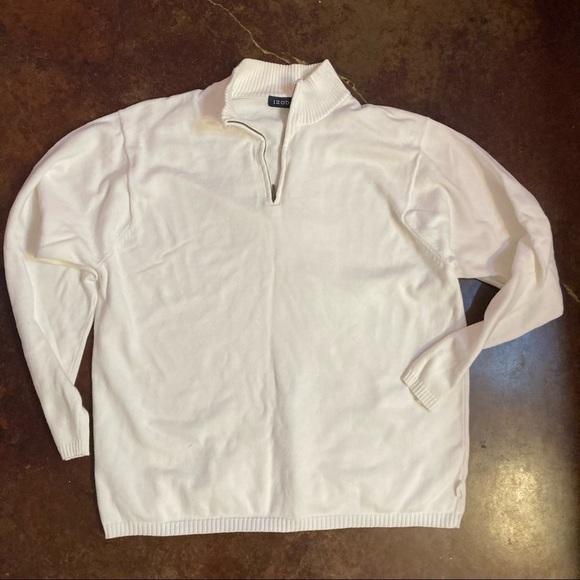 Men’s White 1/4 Izod Sweater - Picture 1 of 4
